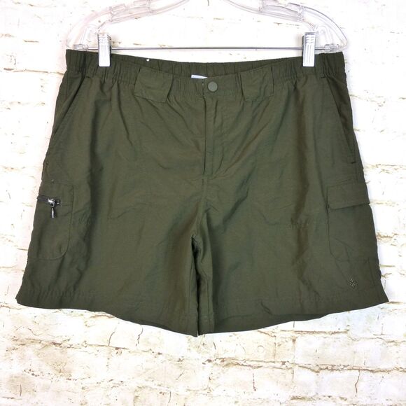 Columbia Cargo Shorts Womens M 6” inseam Olive Green Sandy River II UPF Hiking - Picture 1 of 12